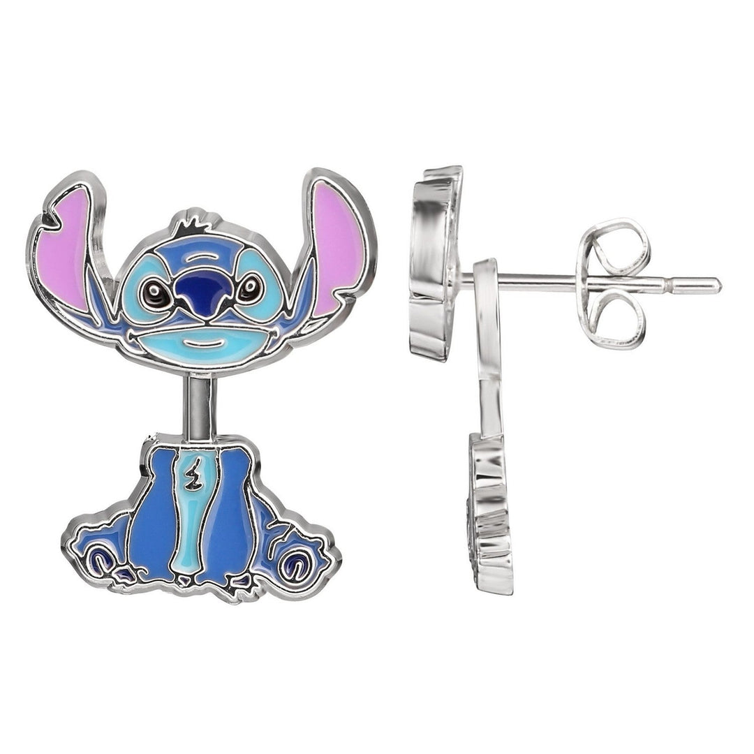 Disney Stitch & Angel Zip Up Love Heart Jewellery Box With W/Imitation Rhod Plt - Eh00073Rl.Ph Vz703053L.Ph Earrings EH00073RL.PH-SET