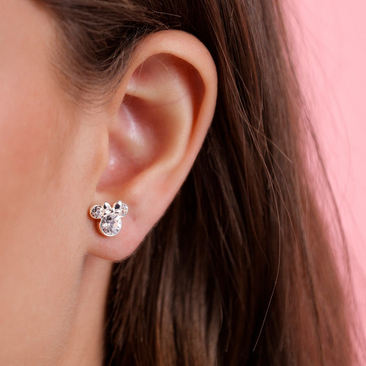 Disney Mickey & Minnie Sterling Silver 925 Mouse April Birthstone Earrings ES00028SAPRL.PH