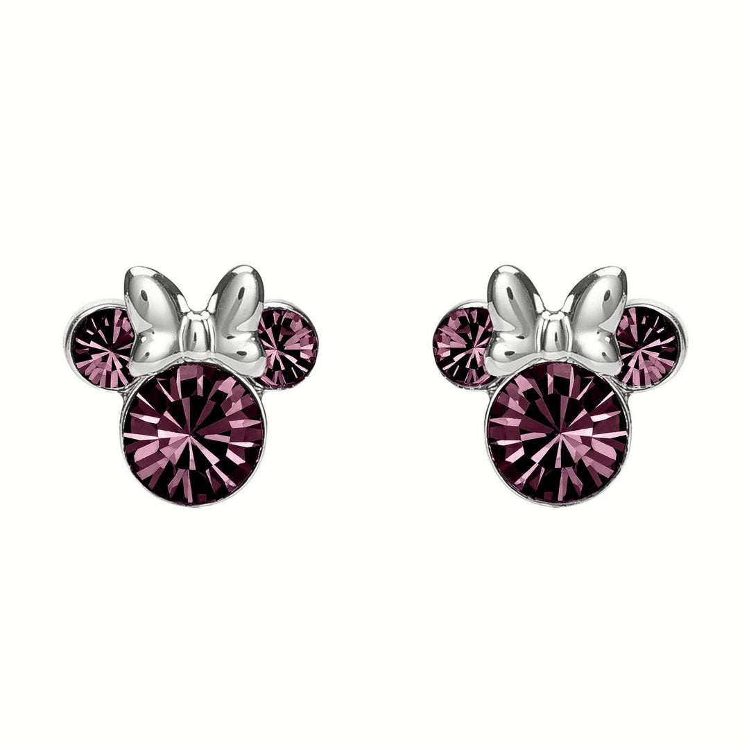 Disney Mickey & Minnie Sterling Silver 925 Mouse February Birthstone Earrings ES00028SFEBL.PH