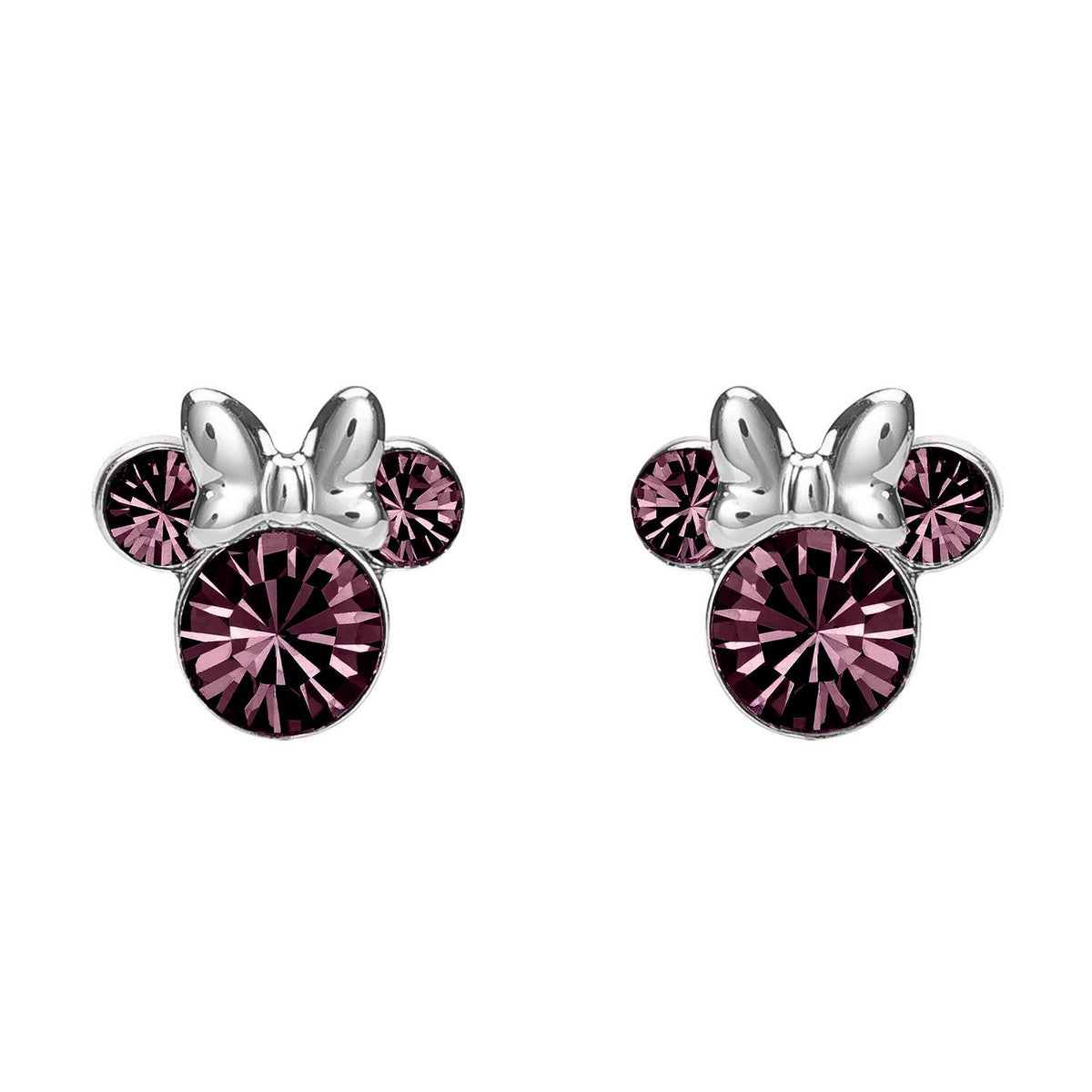 Disney Mickey & Minnie Sterling Silver 925 Mouse February Birthstone Earrings ES00028SFEBL.PH