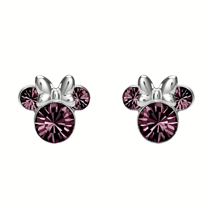 Disney Mickey & Minnie Sterling Silver 925 Mouse February Birthstone Earrings ES00028SFEBL.PH