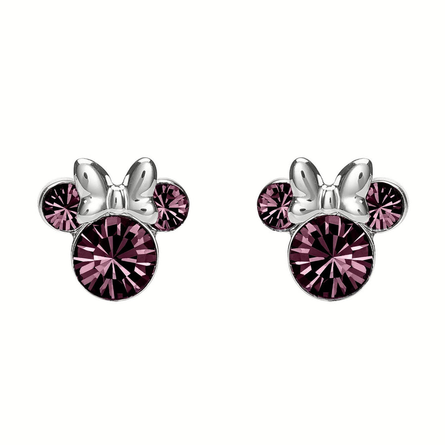 Disney Mickey & Minnie Sterling Silver Mouse February Birthstone Earrings ES00028SFEBL PH
