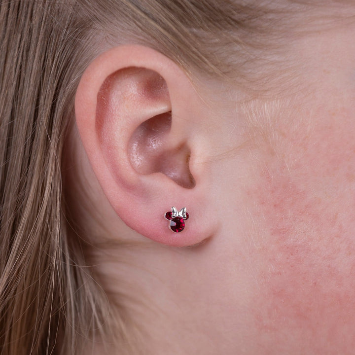 Disney Mickey & Minnie Sterling Silver 925 Mouse July Birthstone Red Earrings ES00028SJUYL.PH