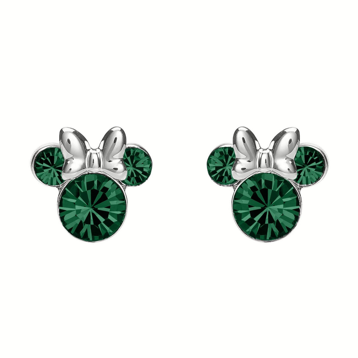 Disney Mickey & Minnie Sterling Silver 925 Mouse May Birthstone Green Earrings ES00028SMAYL.PH