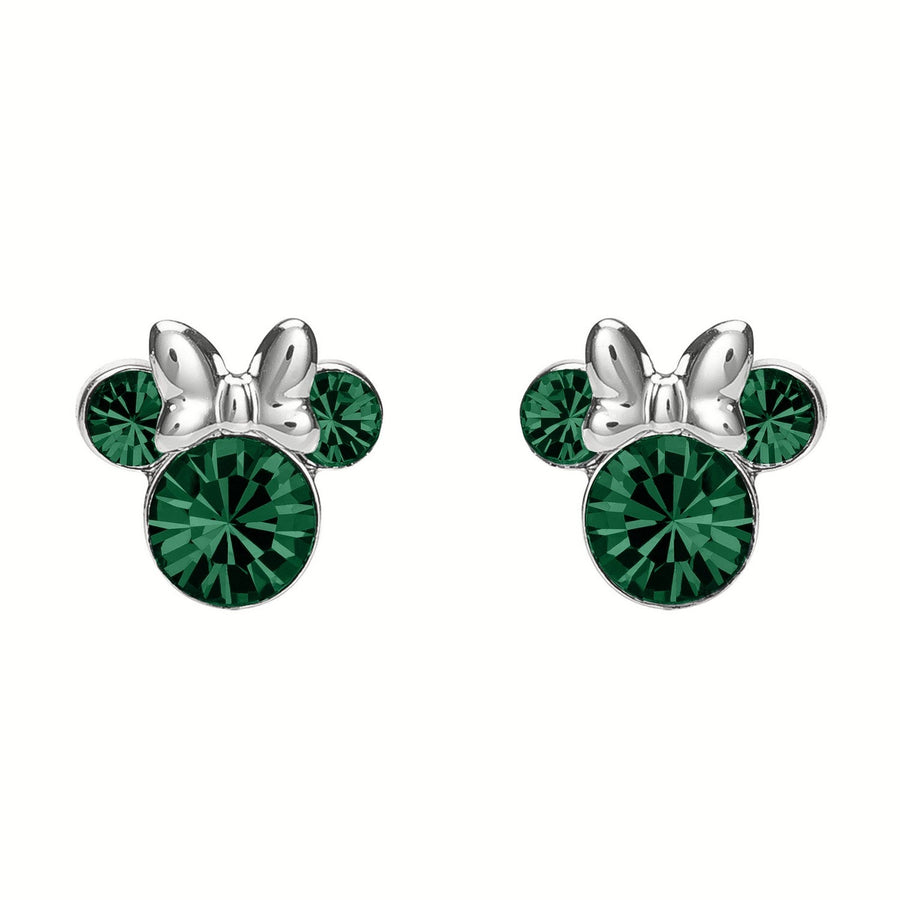 Disney Mickey & Minnie Sterling Silver Mouse May Birthstone Green Earrings ES00028SMAYL PH