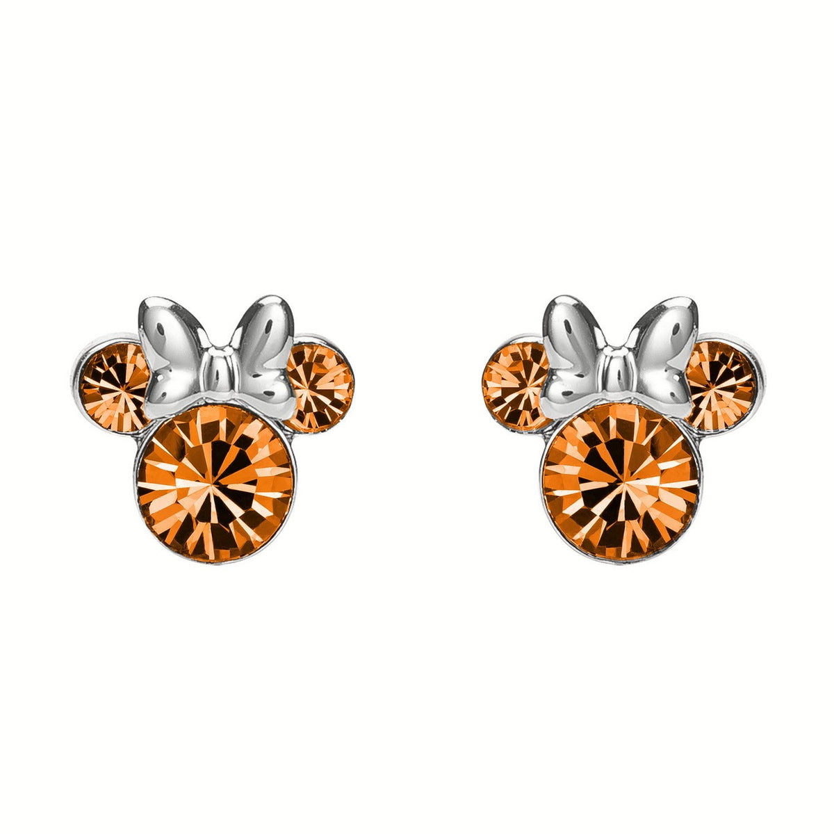 Disney Mickey & Minnie Sterling Silver 925 Mouse November Birthstone Orange Earrings ES00028SNOVL.PH
