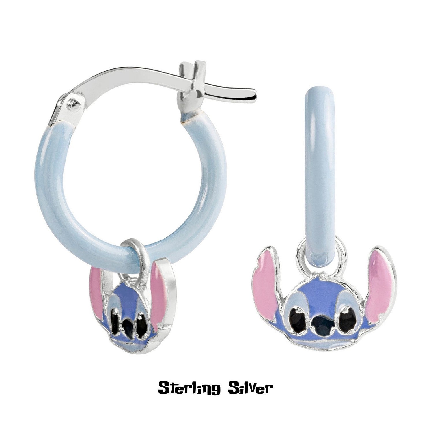 Disney Sterling Silver 925 Stitch Enamel Huggie Earings Charm ES00100SL.PH