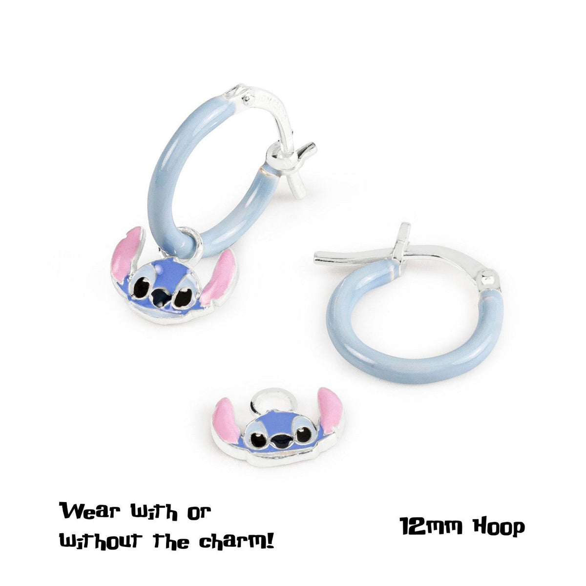 Disney Sterling Silver 925 Stitch Enamel Huggie Earings Charm ES00100SL.PH