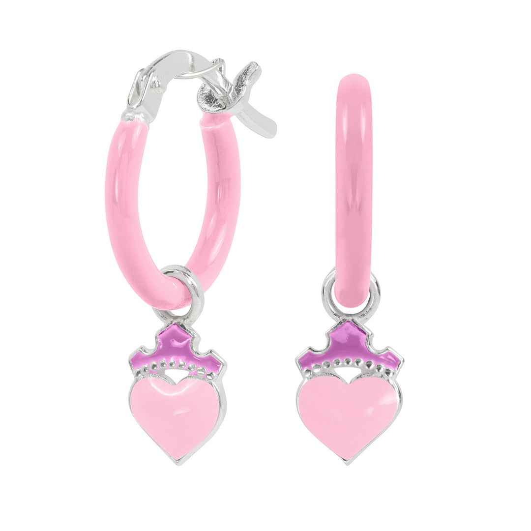 Silver Disney Princess Enamel Fill Love Heart Huggie Earrings ES00114SL.PH