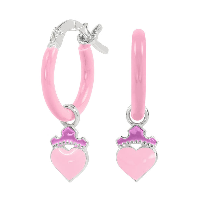 Silver Disney Princess Enamel Fill Love Heart Huggie Earrings ES00114SL.PH