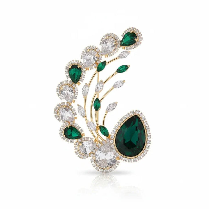 Elegant Emerald Teardrop Brooch