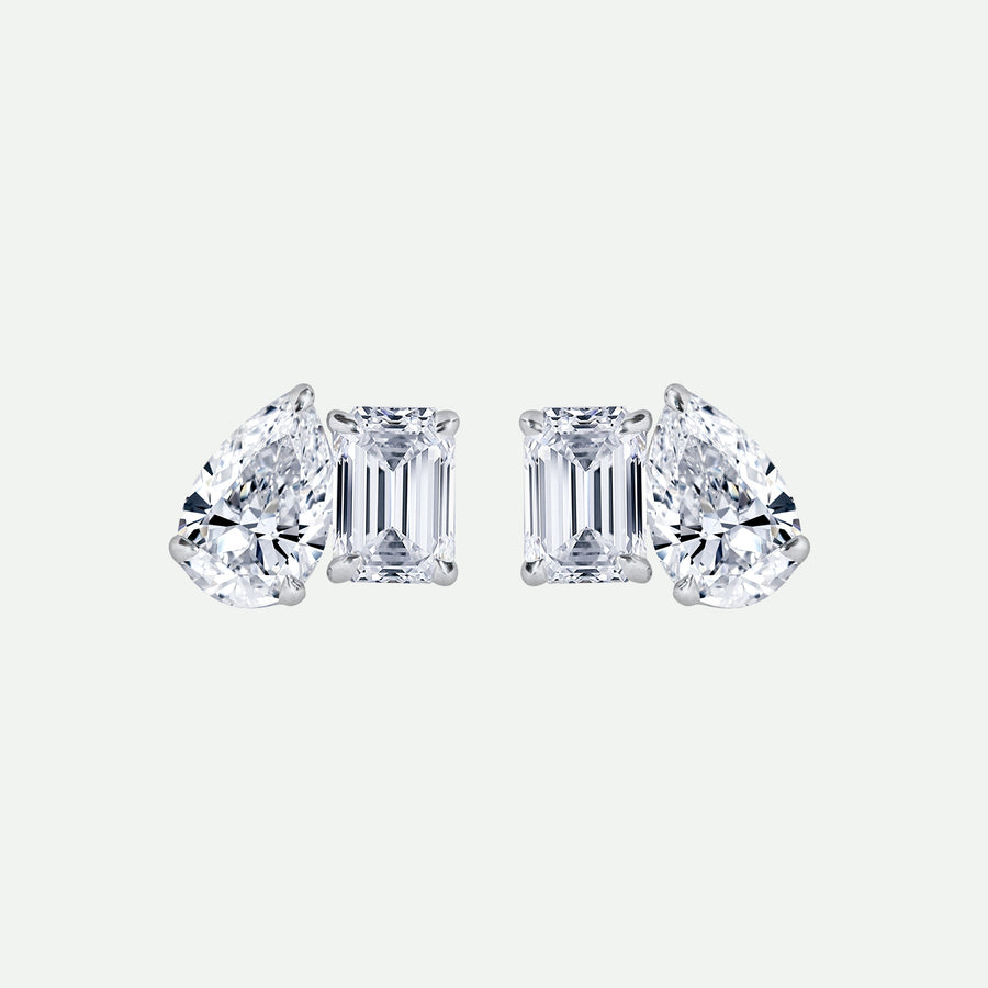 Elise Earring | 9ct White Gold 0.80ct tw Lab Grown Diamond Toi Et Moi Stud Earrings