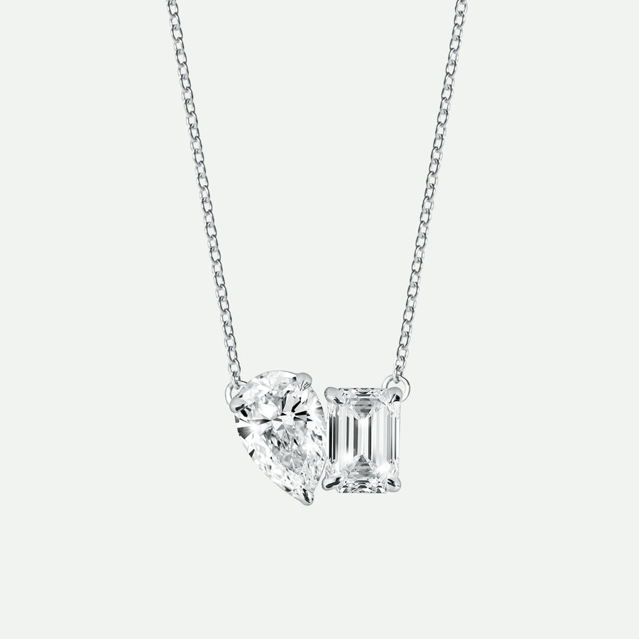 Elise Necklace | 9ct White Gold 1.5ct tw Lab Grown Diamond Toi Et Moi Necklace