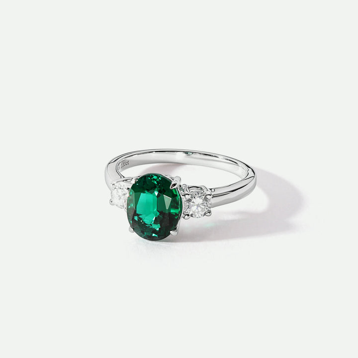 Ellison | 9ct White Gold 0.33ct tw Lab Grown Diamond and Created Emerald Ring-2