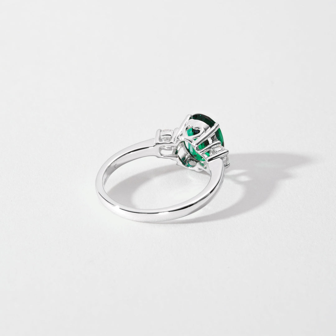 Ellison | 9ct White Gold 0.33ct tw Lab Grown Diamond and Created Emerald Ring-3