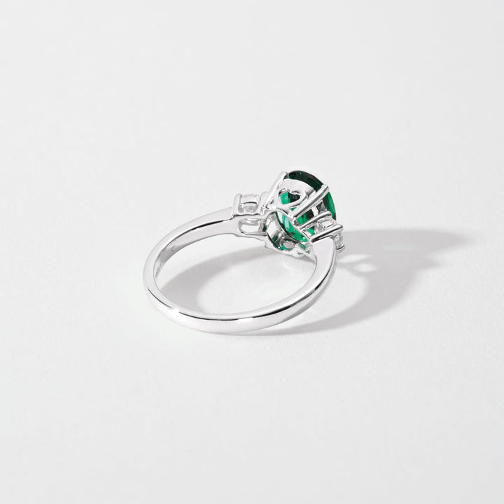 Ellison | 9ct White Gold 0.33ct tw Lab Grown Diamond and Created Emerald Ring-3