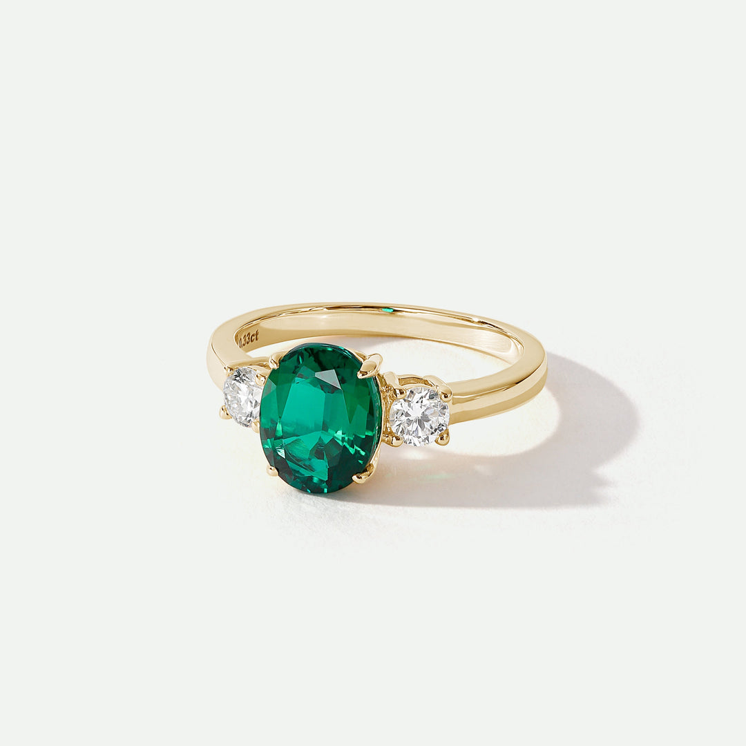 Ellison | 9ct Yellow Gold 0.33ct tw Lab Grown Diamond and Created Emerald Ring