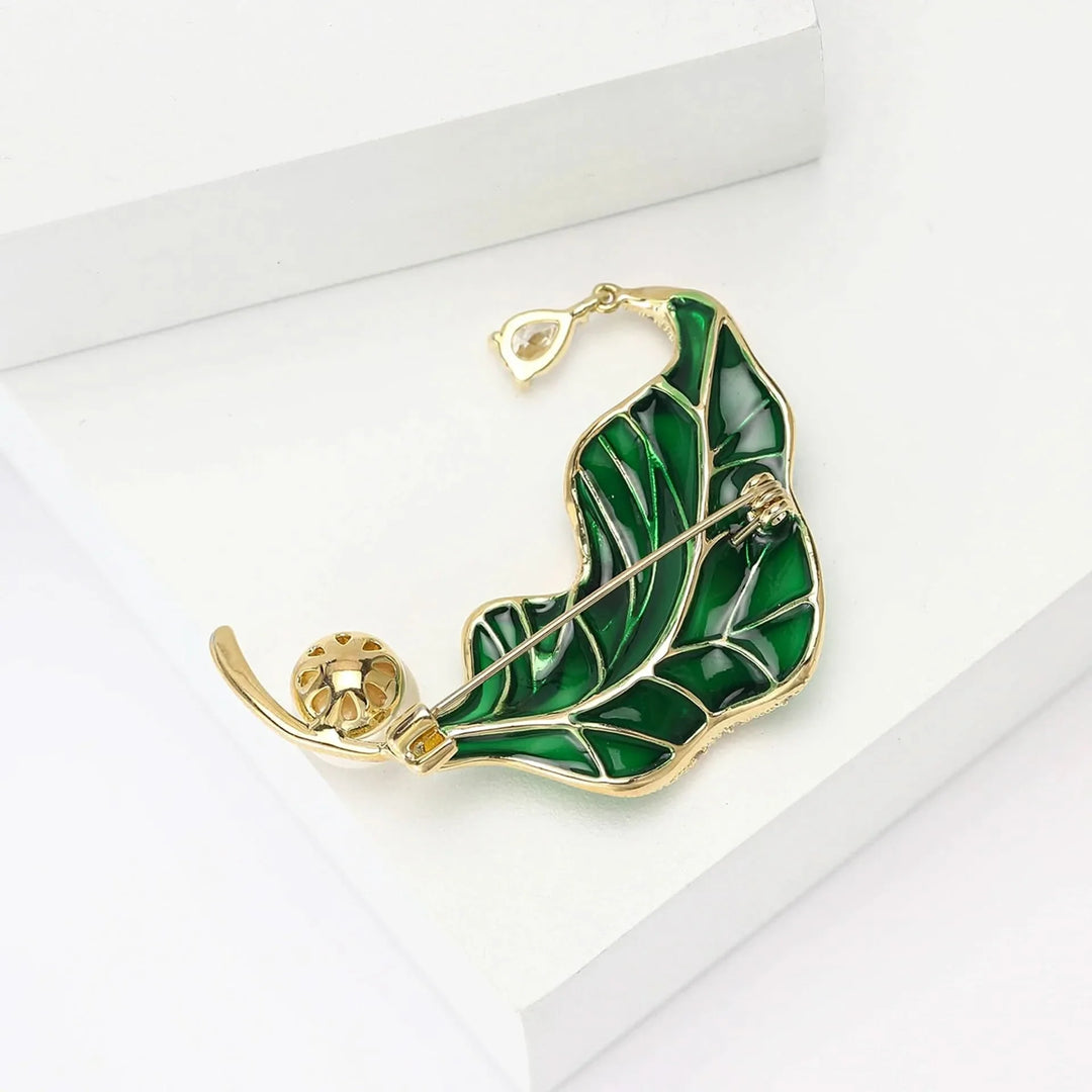 Enamel Leaf Brooch