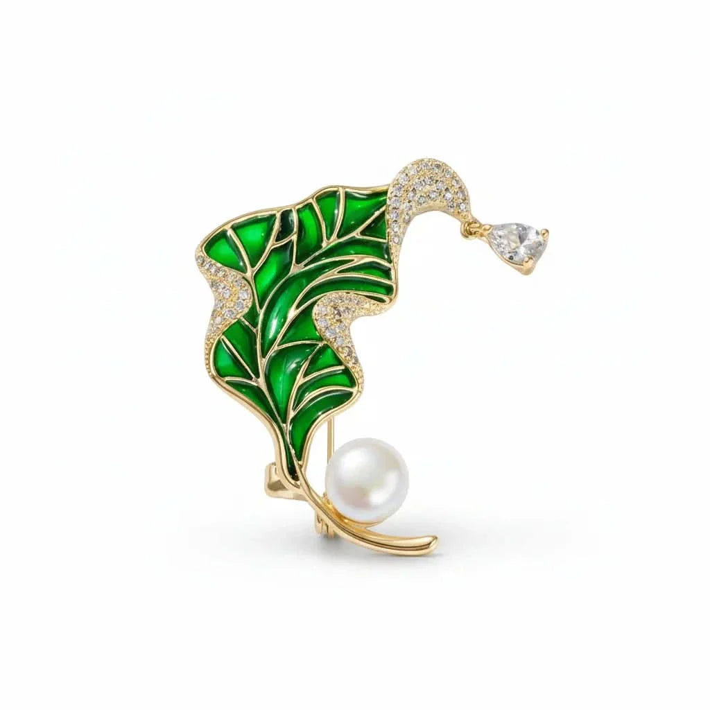 Enamel Leaf Brooch