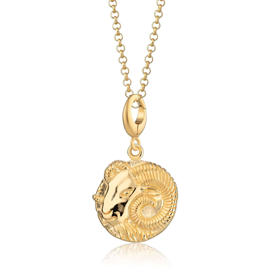 Engraved Gold Plated Aries Zodiac Necklace CNGARI-1