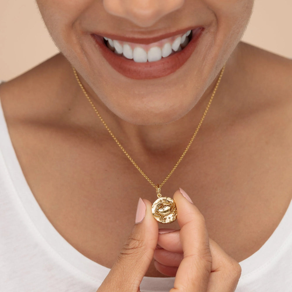 Engraved Gold Plated Cancer Zodiac Charm CGCAN