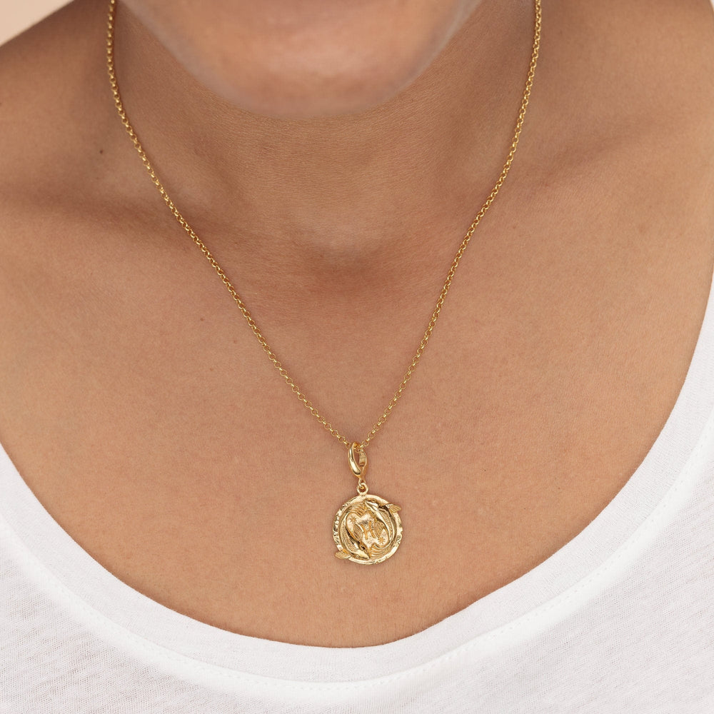 Engraved Gold Plated Cancer Zodiac Necklace CNGCAN-1