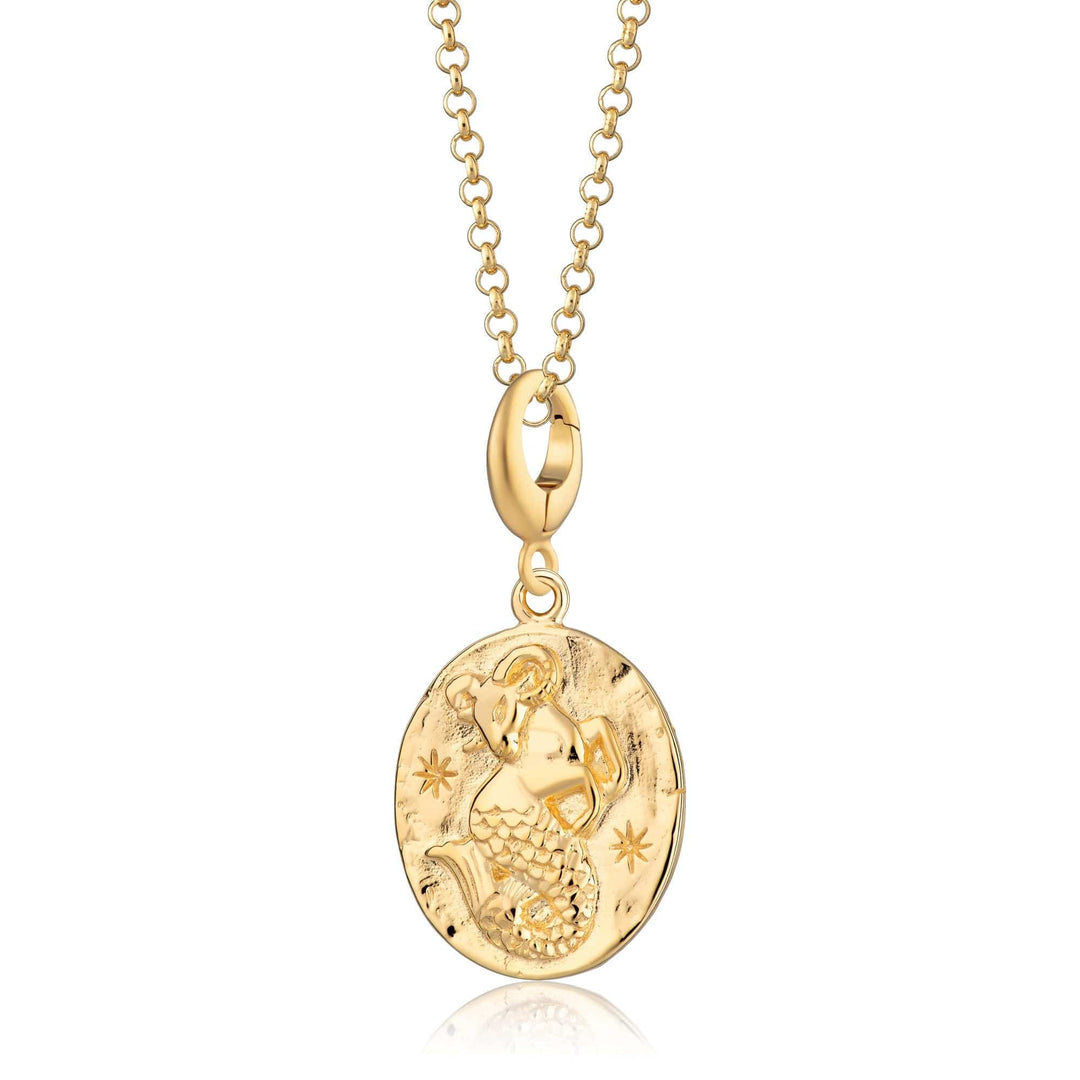 Engraved Gold Plated Capricorn Zodiac Necklace CNGCAP-1
