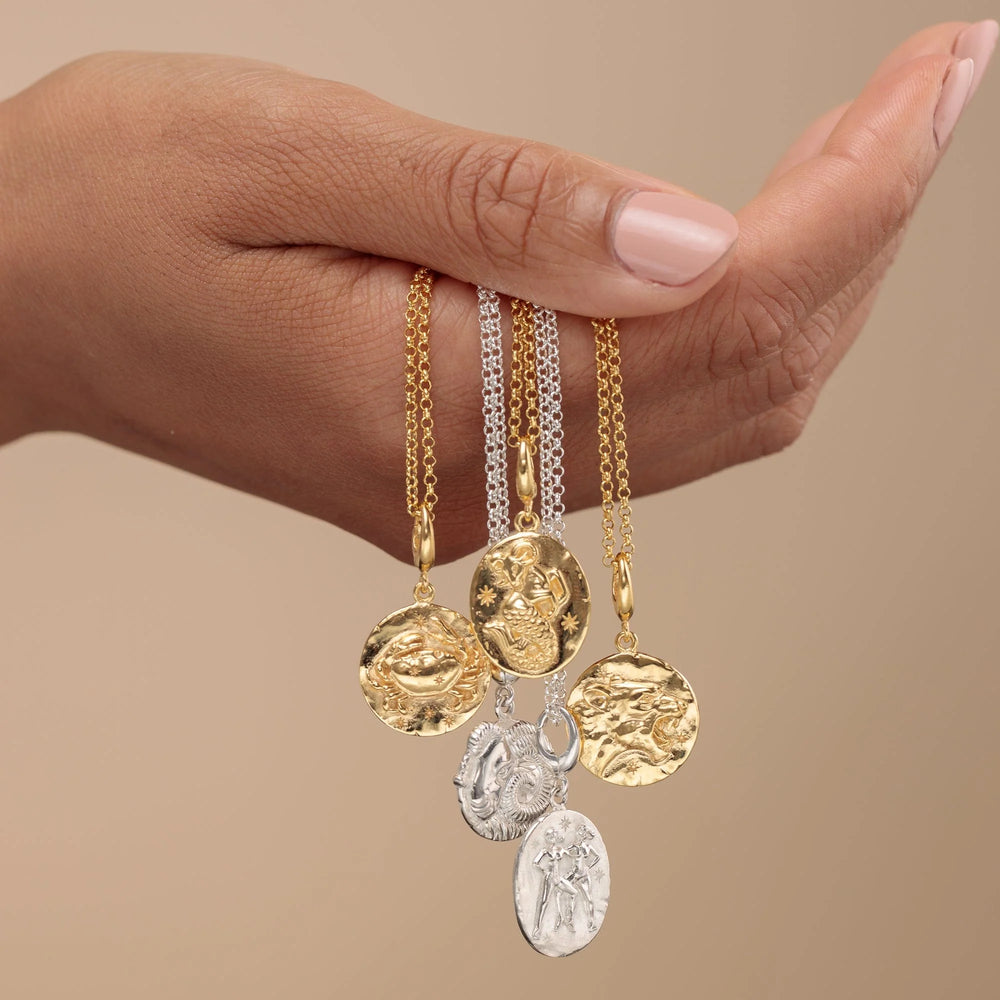 Engraved Gold Plated Capricorn Zodiac Necklace CNGCAP-1
