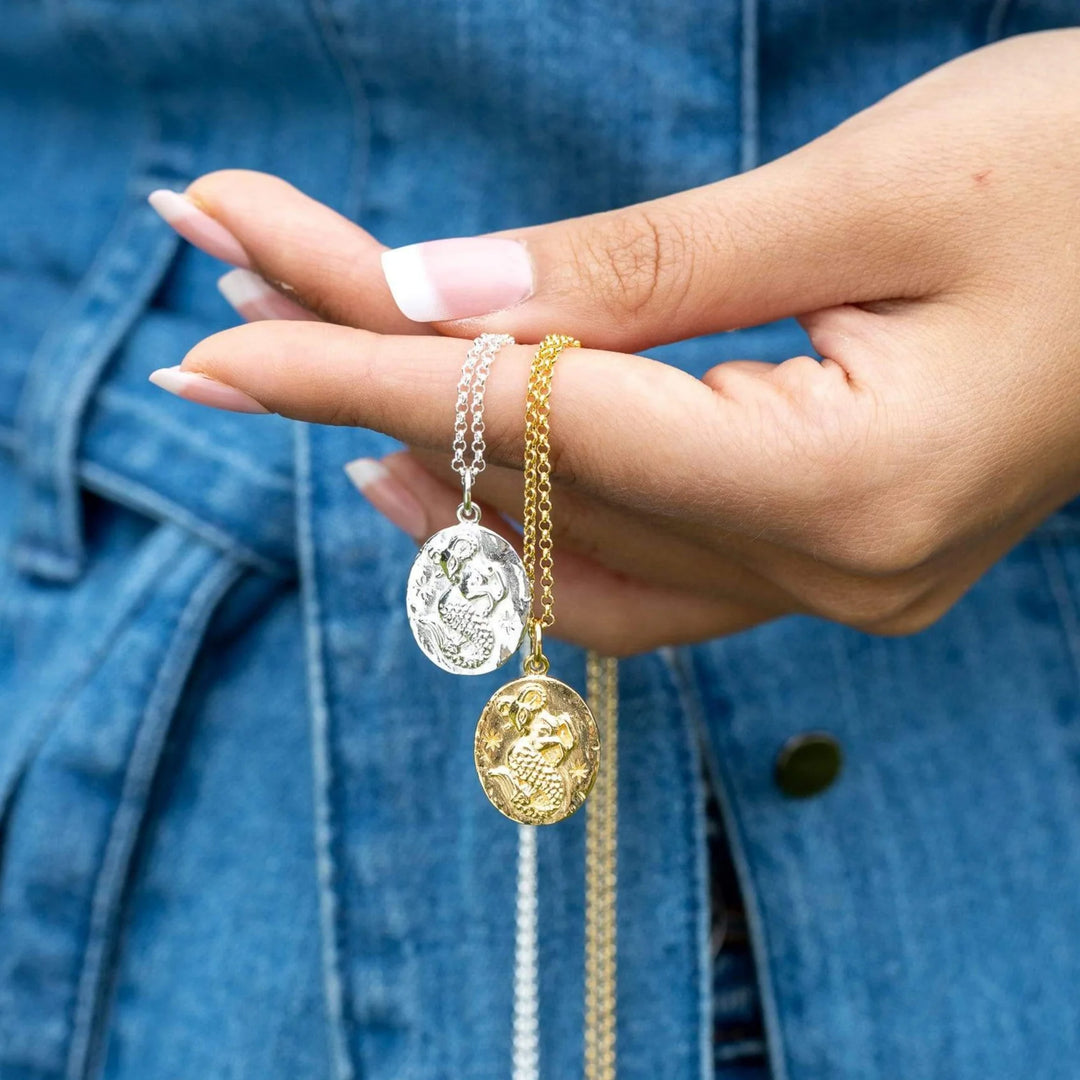 Engraved Gold Plated Capricorn Zodiac Necklace CNGCAP-1
