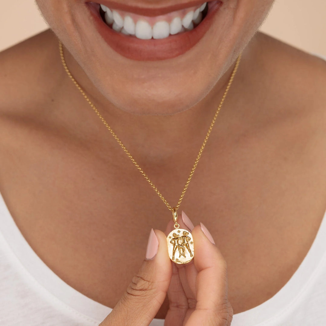 Engraved Gold Plated Gemini Zodiac Charm CGGEM