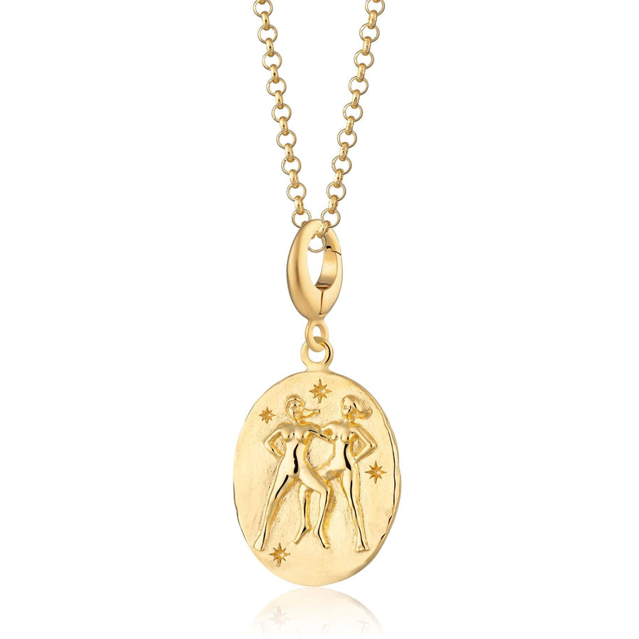 Engraved Gold Plated Gemini Zodiac Necklace CNGGEM-1
