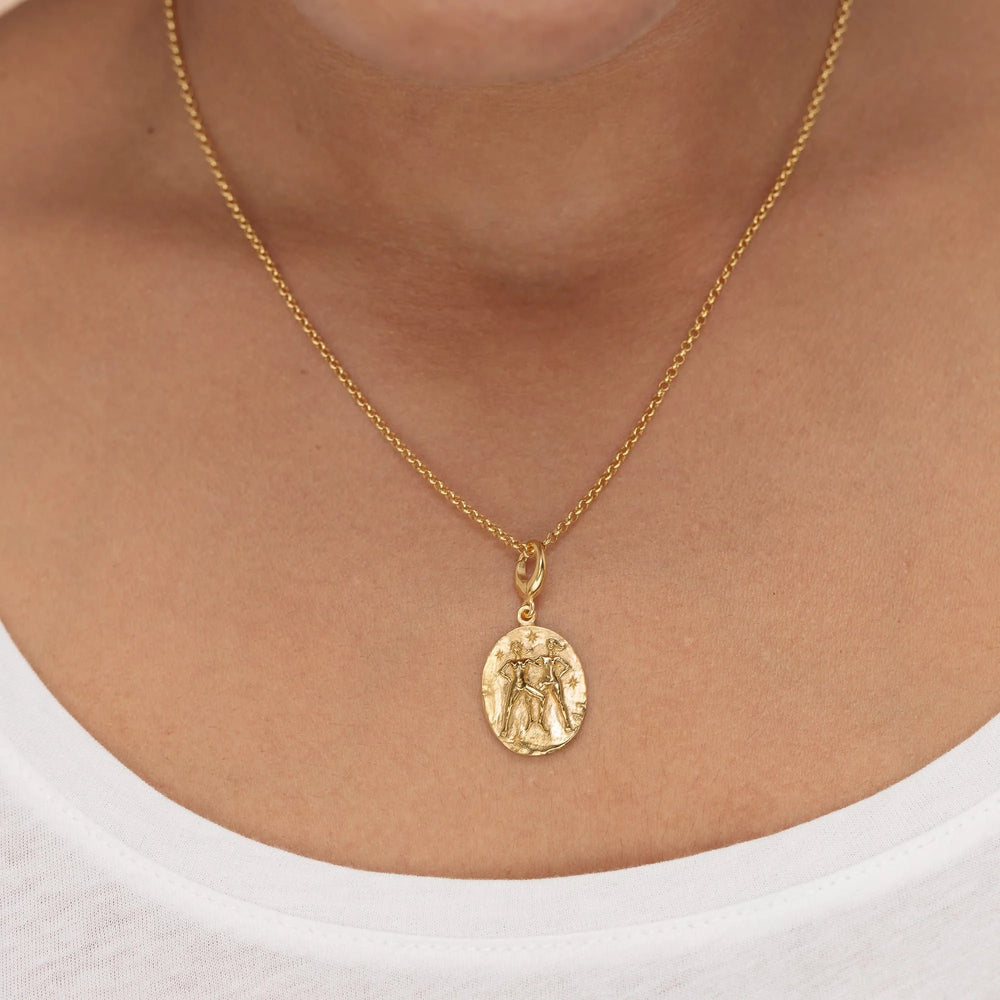 Engraved Gold Plated Gemini Zodiac Necklace CNGGEM-1