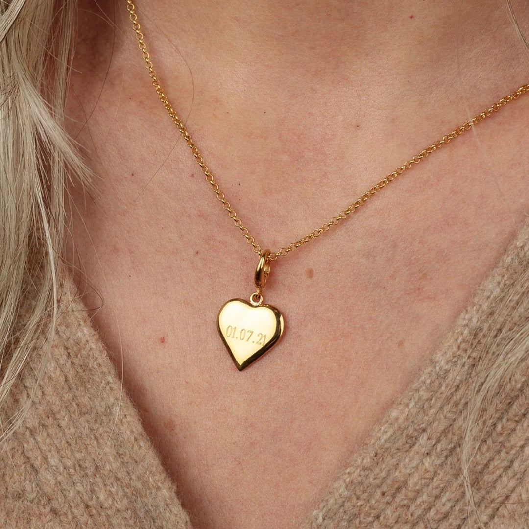 Engraved Gold Plated Heart Medium Necklace VNGHM-1