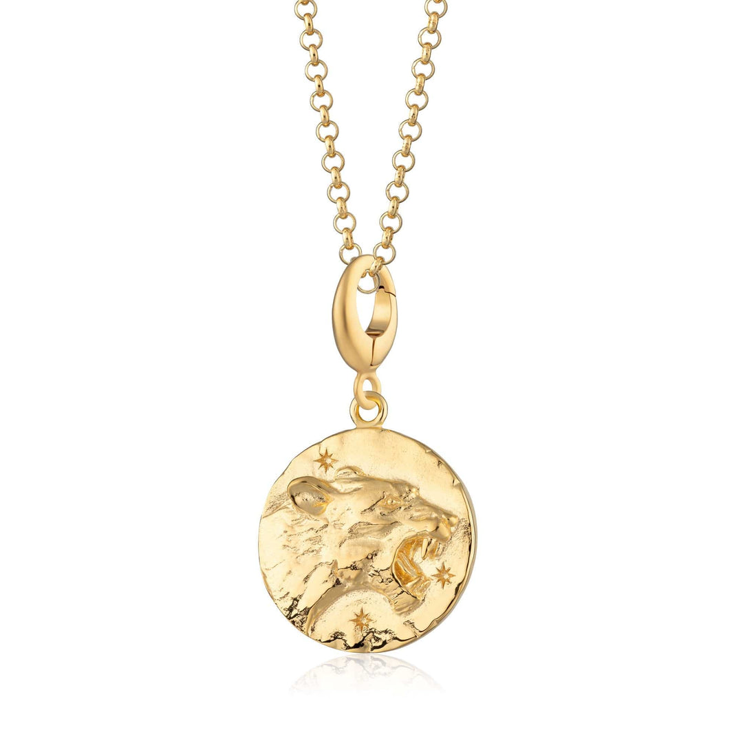 Engraved Gold Plated Leo Zodiac Necklace CNGLEO-1