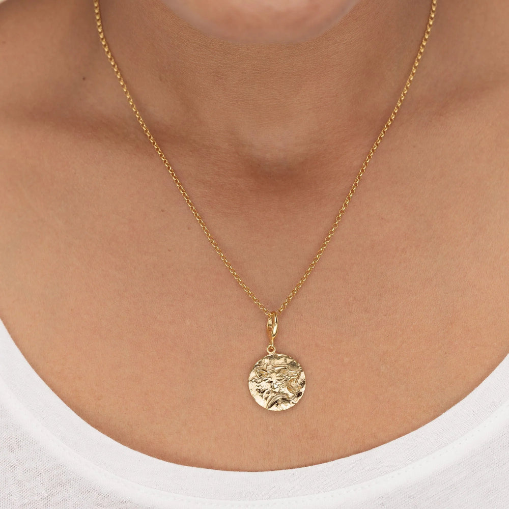 Engraved Gold Plated Leo Zodiac Necklace CNGLEO-1
