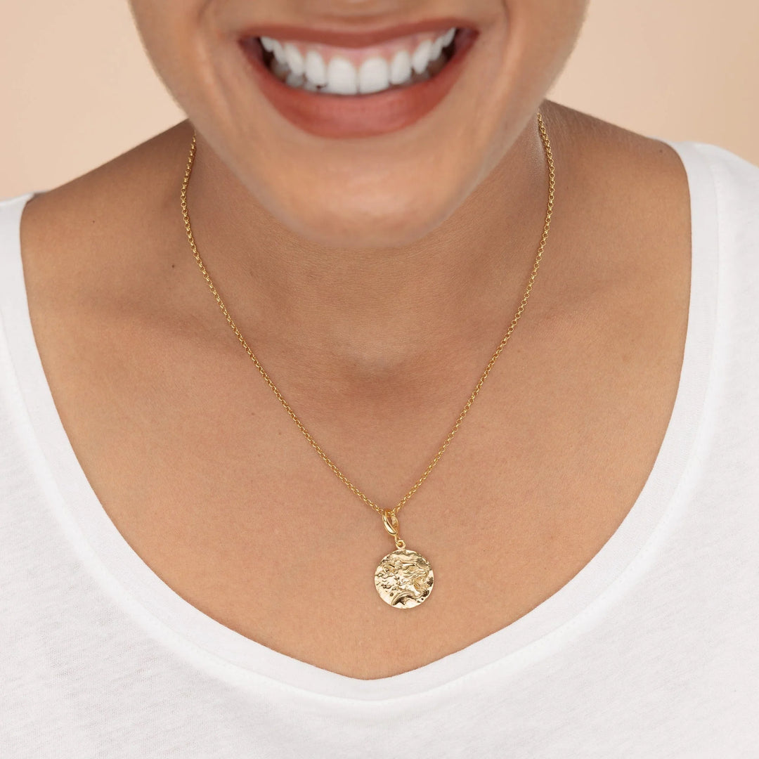 Engraved Gold Plated Leo Zodiac Necklace CNGLEO-1