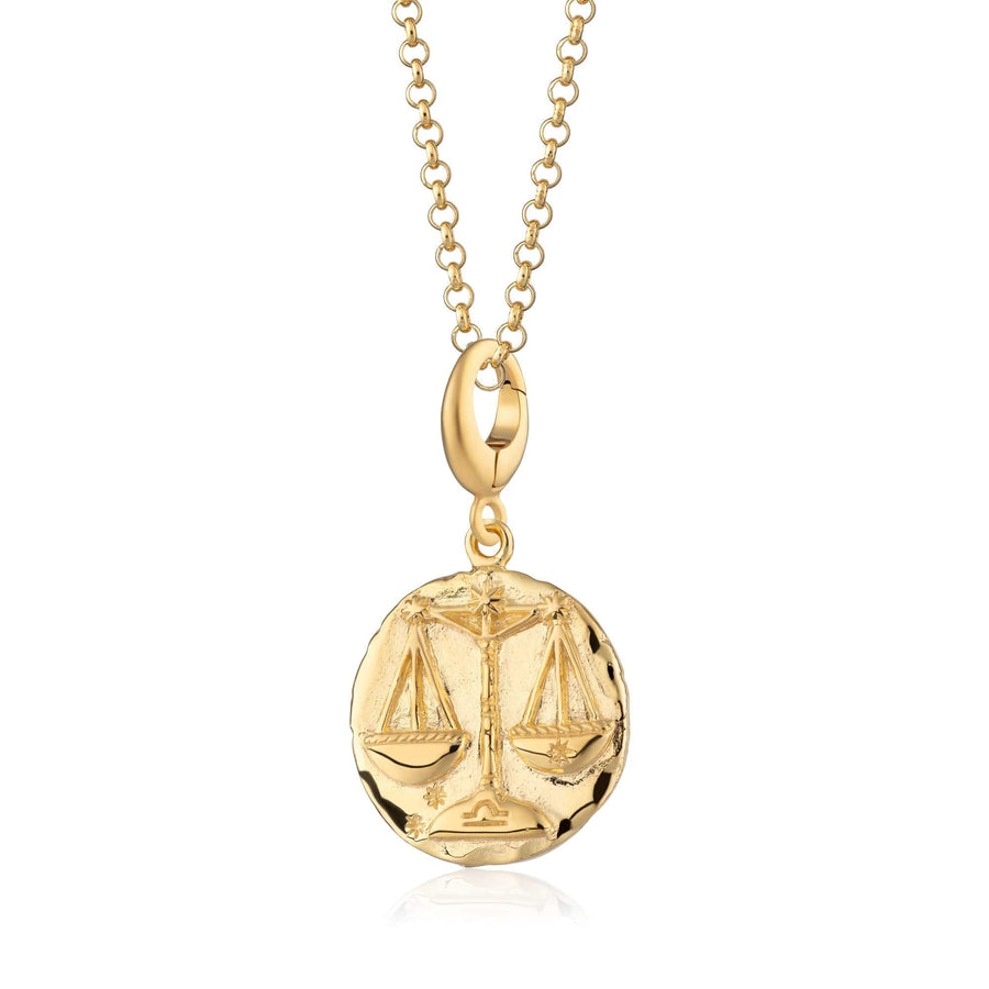 Engraved Gold Plated Libra Zodiac Necklace CNGLIB-1