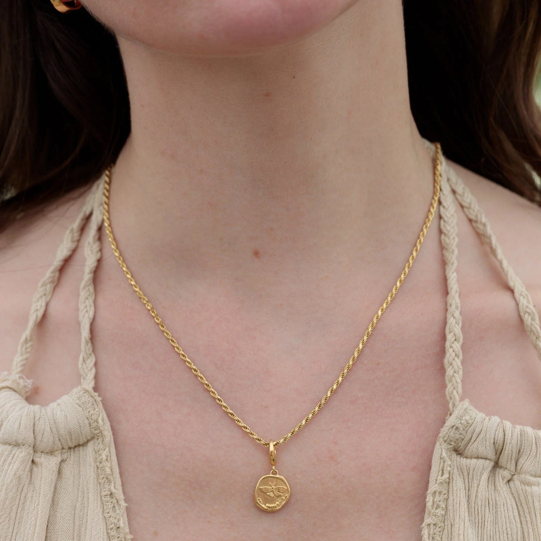 Engraved Gold Plated Manifest Change Necklace CNGMANCH-TWIST-1