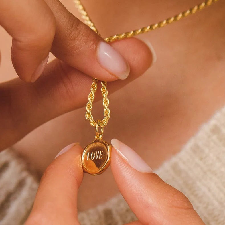 Engraved Gold Plated Manifest Love Necklace CNGMANLV-TWIST-1