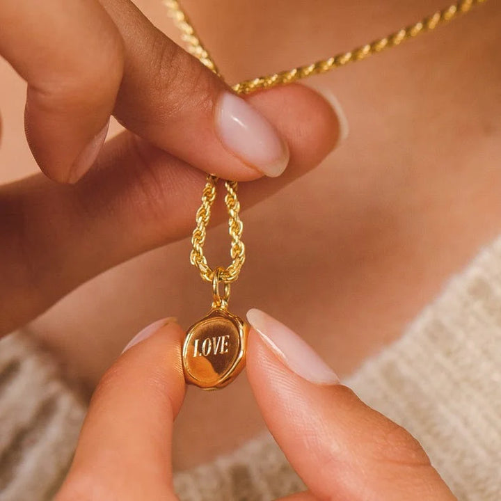 Engraved Gold Plated Manifest Love Necklace CNGMANLV-TWIST-1