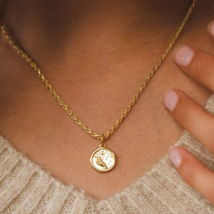 Engraved Gold Plated Manifest Magic Necklace CNGMANMG-TWIST-1