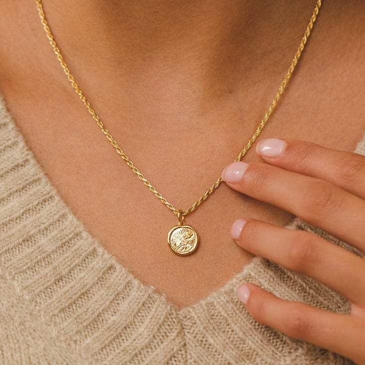 Engraved Gold Plated Manifest Trust Necklace CNGMANTR-TWIST-1