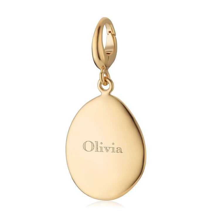 Engraved Gold Plated Pebble Medium Charm VCGPBM