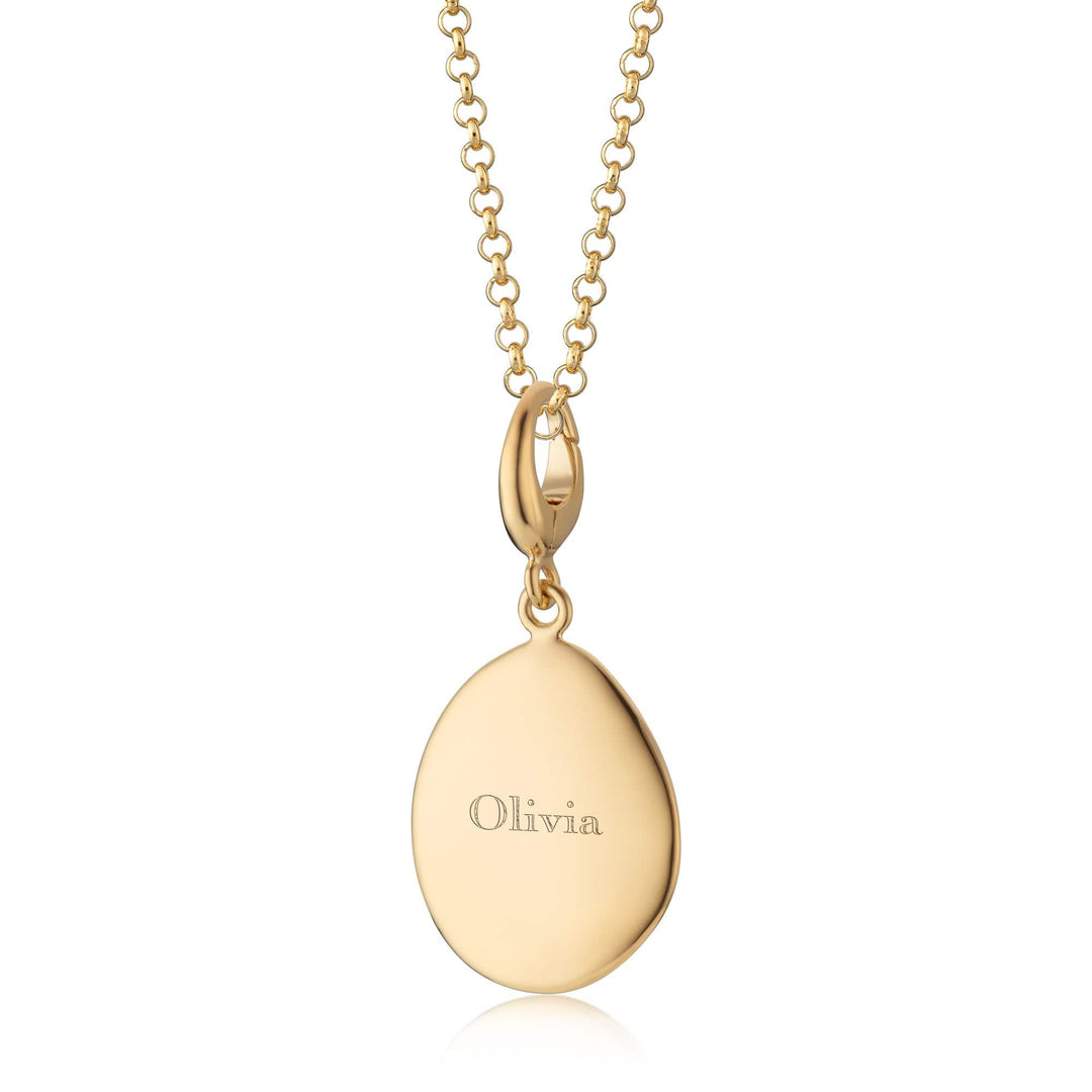 Engraved Gold Plated Pebble Medium Necklace VNGPBM-1