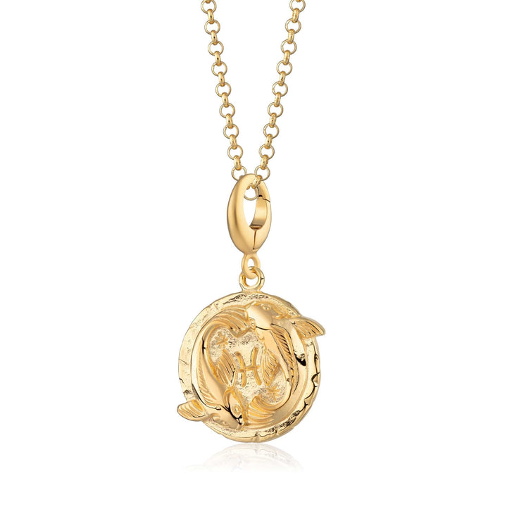Engraved Gold Plated Pisces Zodiac Necklace CNGPIC-1