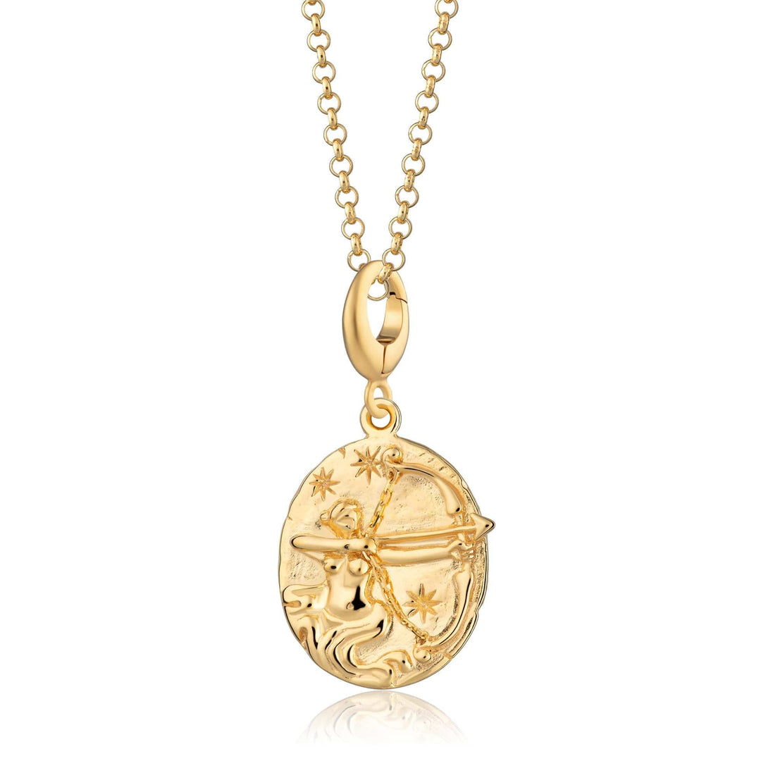 Engraved Gold Plated Sagittarius Zodiac Necklace CNGSAG-1