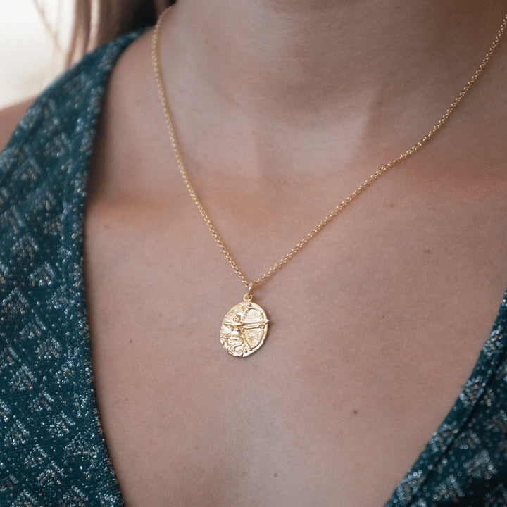 Engraved Gold Plated Sagittarius Zodiac Necklace CNGSAG-1
