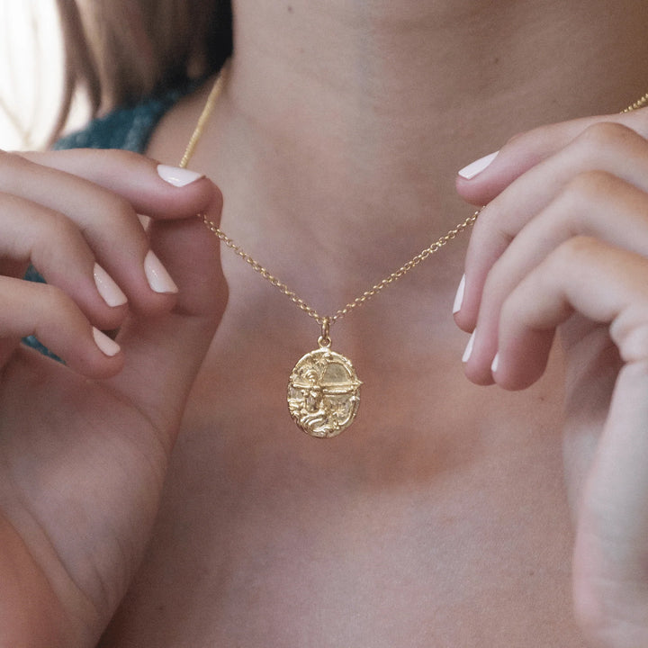 Engraved Gold Plated Sagittarius Zodiac Necklace CNGSAG-1
