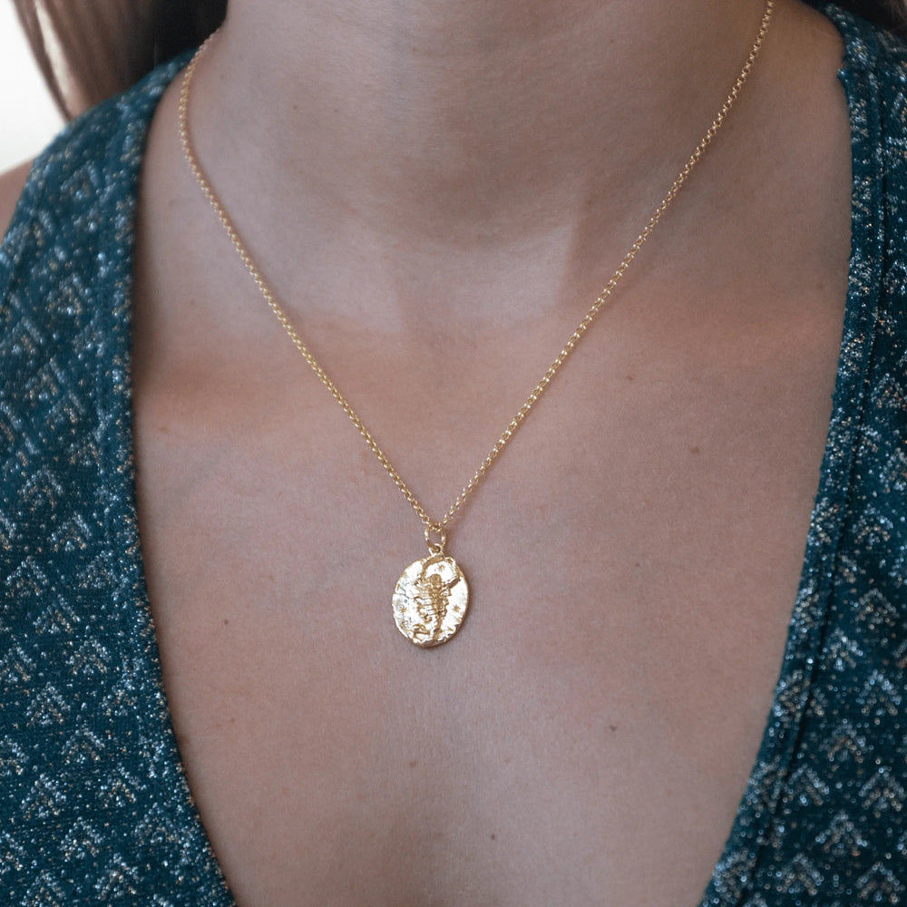 Engraved Gold Plated Scorpio Zodiac Necklace CNGCORP-1