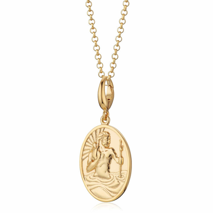 Engraved Gold Plated St Christopher Necklace VCNGSCH-1